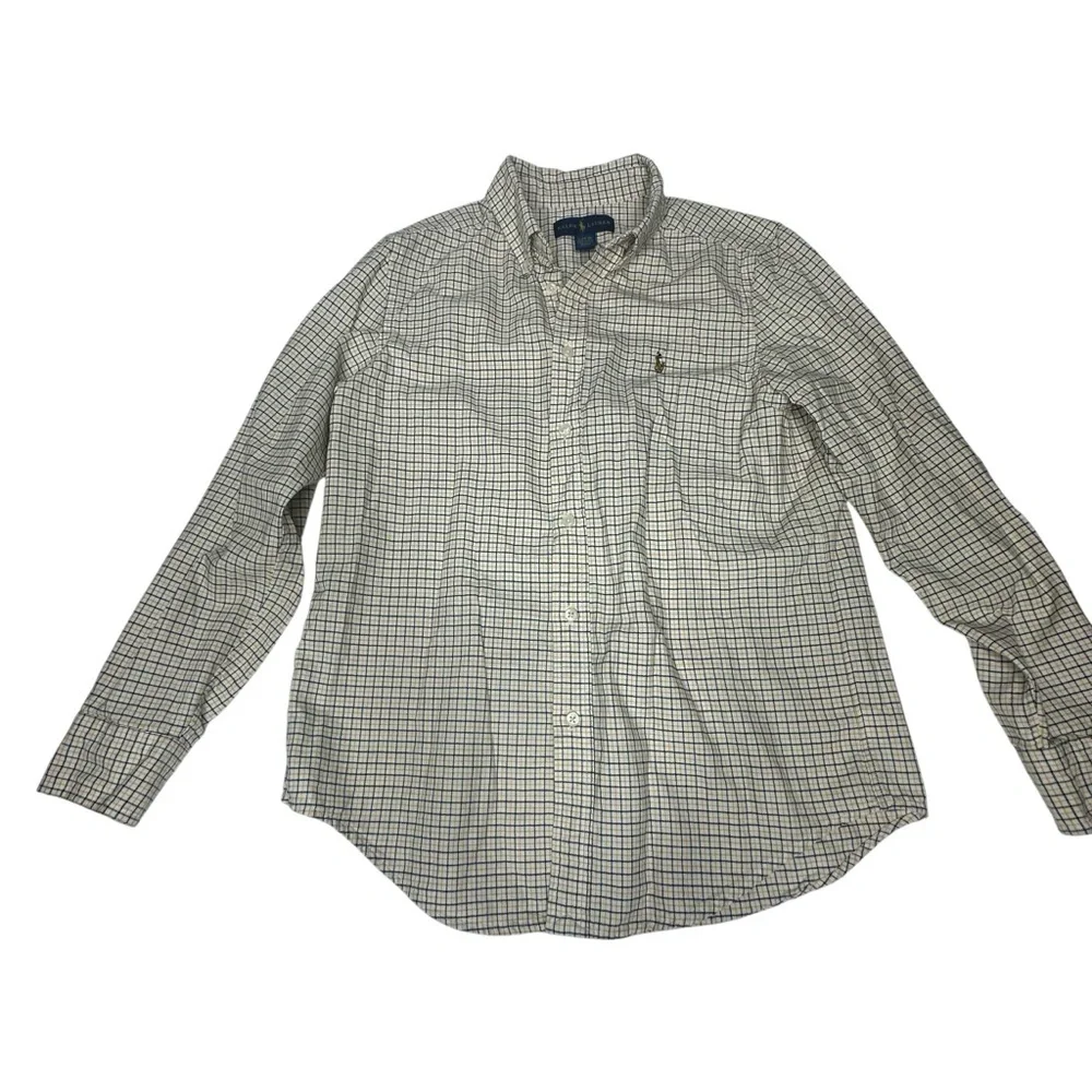Boys Ralph Lauren Plaid Button Down Shirt L yellow/black